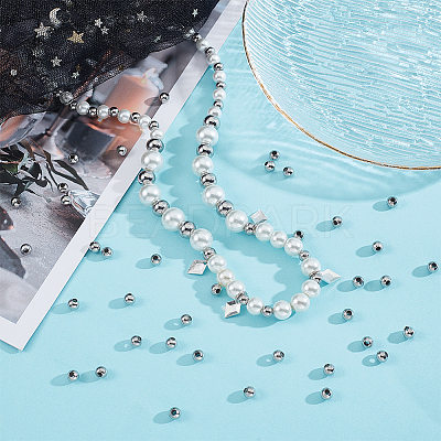 304 Stainless Steel Hollow Round Seamed Beads STAS-UN0043-16-1