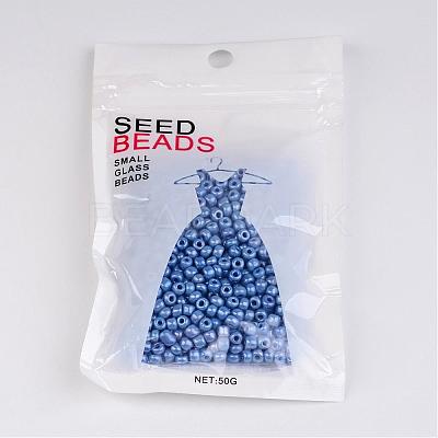 6/0 Opaque Colors Lustered Round Glass Seed Beads X-SEED-A012-4mm-123B-1