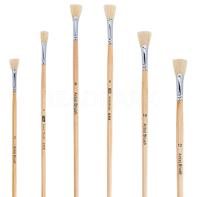 6Pcs 6 Styles Bristle Hair Painting Brush AJEW-WR0003-75-1