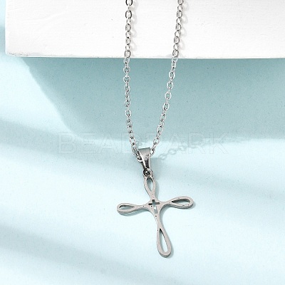 304 Stainless Steel Religion Cross Pendant Necklaces SA-CBAB727-02P-1