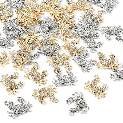 40Pcs 2 Colors Alloy Rhinestone Pendants FIND-TA0010-67-1