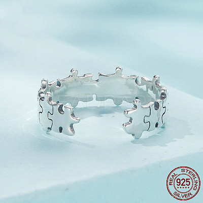Puzzle 925 Sterling Silver Adjustable Cuff Rings FS-WG2DCD2-01-1