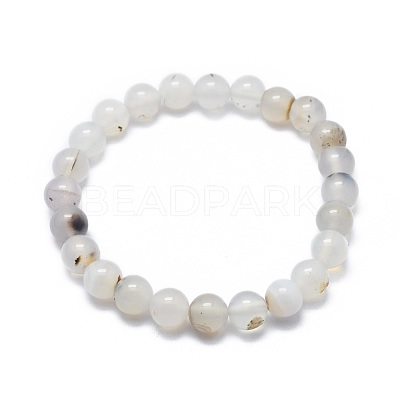 Natural Agate Bead Stretch Bracelets BJEW-K212-C-004-1