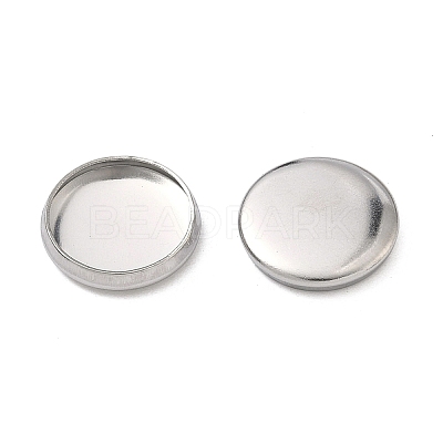 Non-Tarnish Flat Round 304 Stainless Steel Plain Edge Bezel Cups X-STAS-S028-28-1