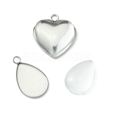 15Pcs 3 Styles 304 Stainless Steel Pendant Cabochon Settings STAS-FS0001-41-1