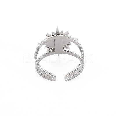 201 Stainless Steel Open Cuff Finger Ring Enamel Settings X-STAS-S119-159A-P-1