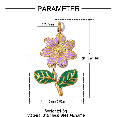 304 Stainless Steel with Enamel Pendants SA-OY002-53G-02-1