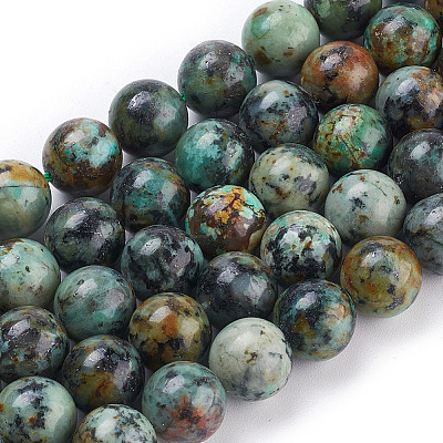 Natural African Turquoise(Jasper) Beads Strands TURQ-G037-10mm-1
