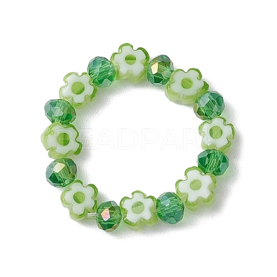 Glass Beaded Stretch Finger Rings for Women RJEW-JR00595-1