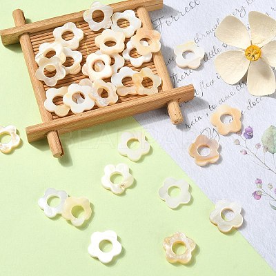 30Pcs Natural Freshwater Shell Beads Frames SHEL-CJ0001-27-1