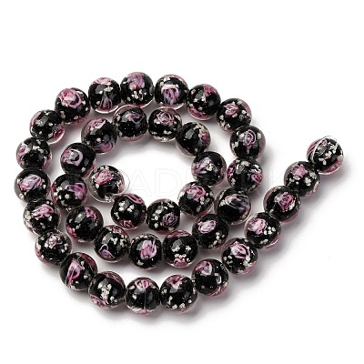 Luminous Handmade Glod Sand Lampwork Beads Strands LAMP-B028-03Q-10mm-1