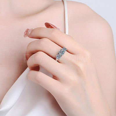 Rhodium Plated 925 Sterling Silver Pave 7A Cubic Zirconia Finger Rings WG3C802-22-1