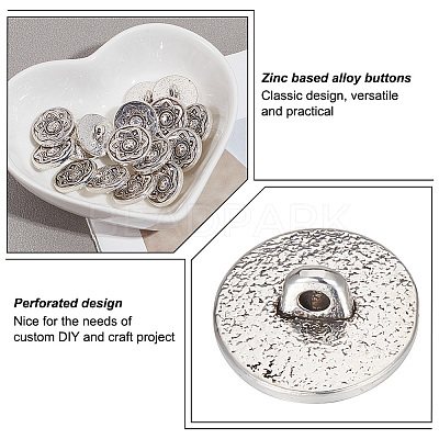 30Pcs Zinc Alloy Shank Buttons BUTT-GO0001-01-1