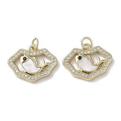Brass Micro Pave Cubic Zirconia Pendants KK-G485-27A-G-1