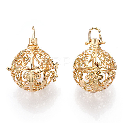 Rack Plating Brass Cage Pendants KK-Q402-01KC-1
