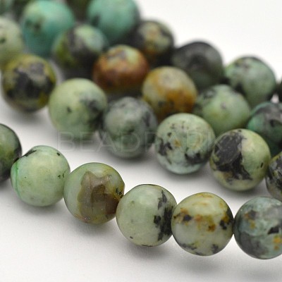 Natural African Turquoise(Jasper) Round Beads Strands G-D665-8mm-1