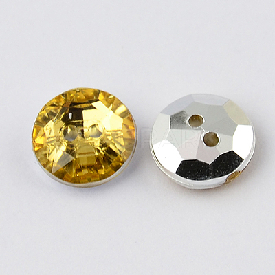 2-Hole Taiwan Acrylic Rhinestone Flat Round Buttons BUTT-F015-11.5mm-30-1