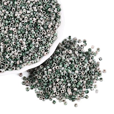 Opaque Picasso Cylinder Glass Beads SEED-Q039-06A-18-1