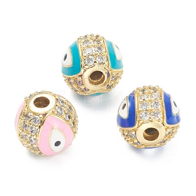 Brass Micro Pave Cubic Zirconia Beads ZIRC-A019-16G-B-1