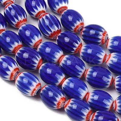 Handmade Millefiori Glass Oval Bead Strands LK-Z001-01A-1