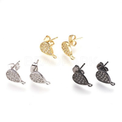 Brass Stud Earring Findings KK-P156-28-NR-1