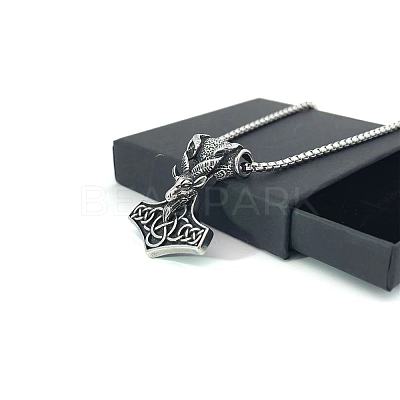 Stainless Steel Animal Goat Head Hammer Pendant Men's Necklaces FS5334-1