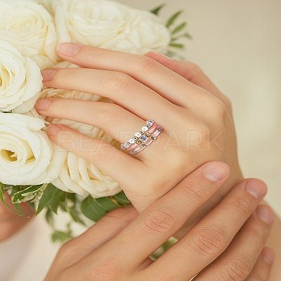 3Pcs Acrylic & Plastic Pearl Finger Rings Set RJEW-LP0003-59D-1