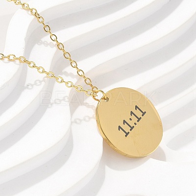 304 Stainless Steel Number 11:11 Pendant Necklaces LS-NJEW-NH0002-01G-05-1