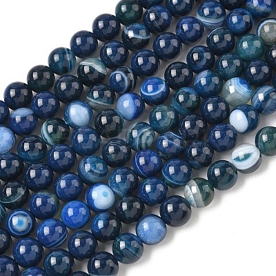 Natural Banded Agate Beads Strands G-I392-A01-8mm-1