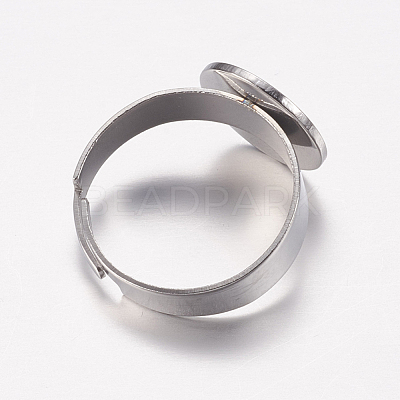 Tarnish Resistant Adjustable 304 Stainless Steel Finger Rings Components X-STAS-F149-20P-1
