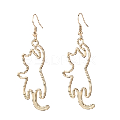 Zinc Alloy Hollow Out Cat Dangle Earrings EJEW-JE05148-01-1