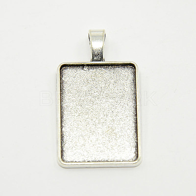 Tibetan Style Alloy Rectangle Pendant Cabochon Settings TIBEP-M021-A-05AS-RS-1