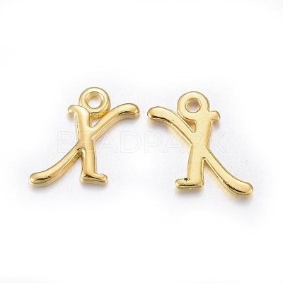 Golden Plated Alloy Letter Pendants X-PALLOY-J718-01G-X-1