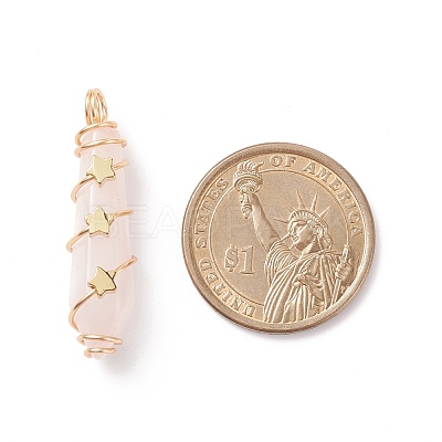 Natural Rose Quartz Pointed Pendants PALLOY-JF01703-02-1