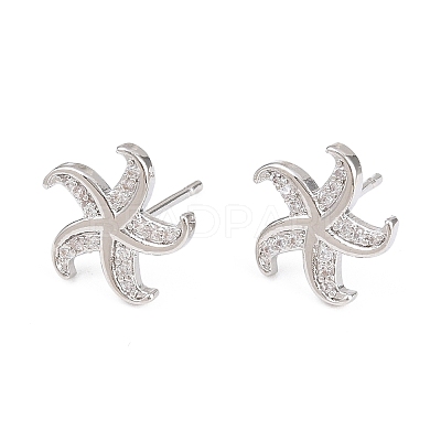 Brass Micro Pave Cubic Zirconia Stud Earrings EJEW-G471-29A-P-1