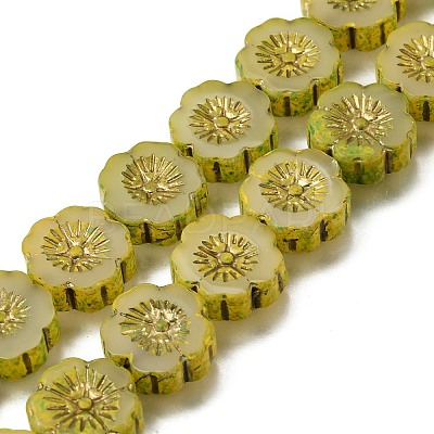 Picasso Baking Paint & Golden Metal Enlaced Glass Beads Strands GL-CBA98F0-04A-1
