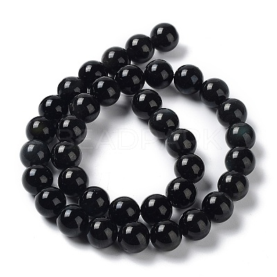 Natural Obsidian Beads Strands G-G099-10mm-24-1