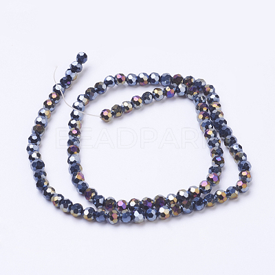 Faceted(32 Facets) Round AB Color Electroplate Glass Beads Strands X-EGLA-J042-4mm-AB01-1