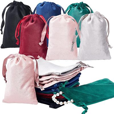 24Pcs 6 Colors Velvet Jewelry Drawstring Bags TP-HY0001-05B-1
