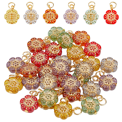 Golden Metal Enlaced Plating Acrylic Pendants PALLOY-AB00032-1