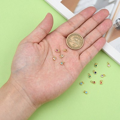 Brass with Single Cubic Zirconia Charms ZIRC-F095-03G-1