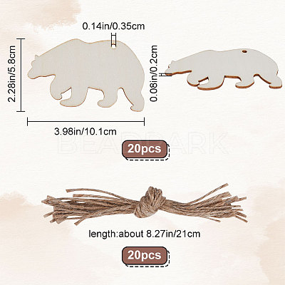 Animal Theme Unfinished Blank Wooden Pendants Set for Painting Arts WOOD-WH0124-26B-1