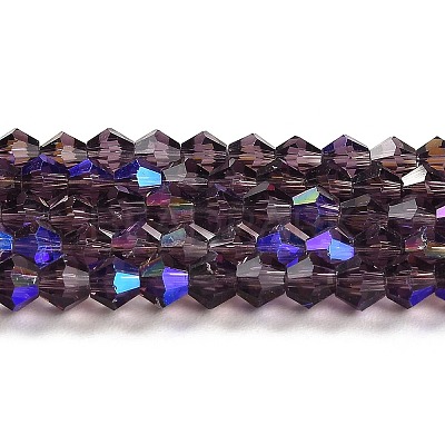 Transparent Electroplate Glass Beads Strands GLAA-F029-3mm-D04-1