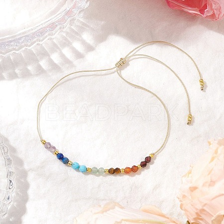 Chakra Theme Adjustable Natural Mixed Gemstone Braided Bead Bracelets for Women BJEW-JB11618-04-1