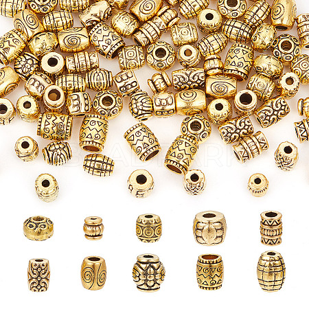 HOBBIESAY 100Pcs 10 Styles Tibetan Style Alloy Beads FIND-HY0003-50-1