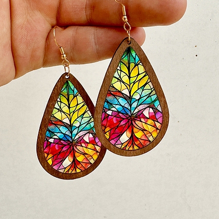 Colorful Acrylic Teardrop Dangle Earrings PW-WG3975F-04-1