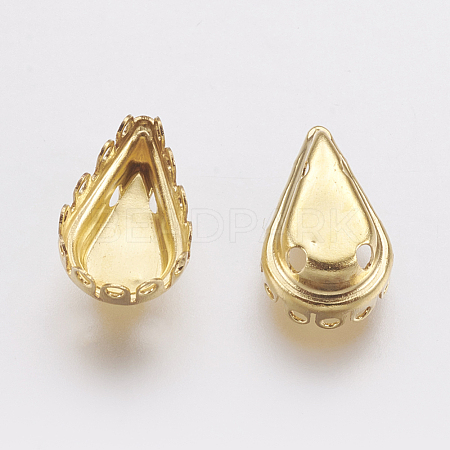Thin Teardrop Brass Sew on Prong Settings KK-E727-02G-6x10mm-1