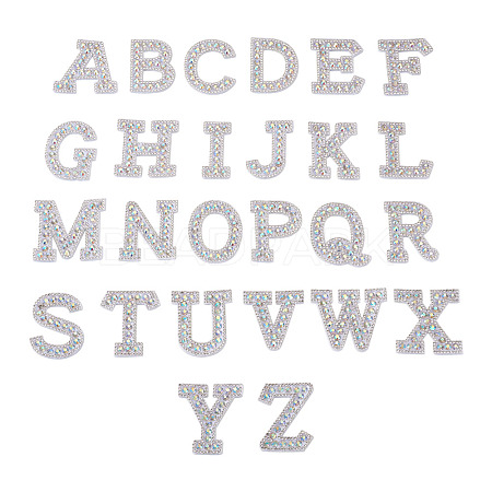 Alphabet Resin Rhinestone Patches DIY-TAC0005-45D-1