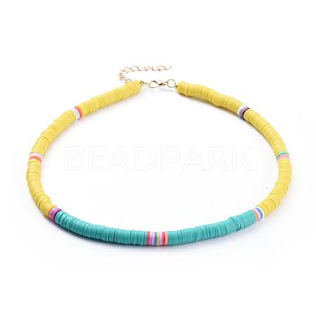 Handmade Polymer Clay Heishi Beaded Choker Necklaces NJEW-JN02722-02-1