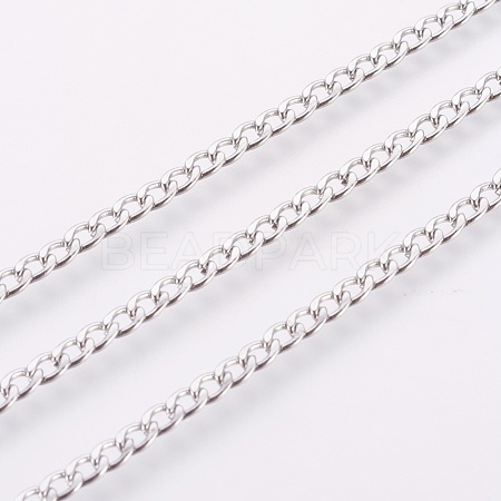 Tarnish Resistant 304 Stainless Steel Curb Chains CHS-F003-03P-B-1